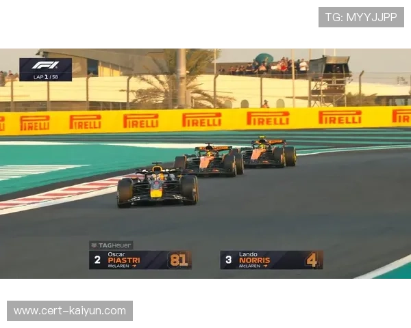 阿布扎比正赛发车，皮亚斯特里于9号弯超越队友诺里斯